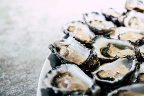 Huîtres fraîches venant de Bretagne, jolie région de France avec de nombreux ports où sont pêchés ces fruits de mer.